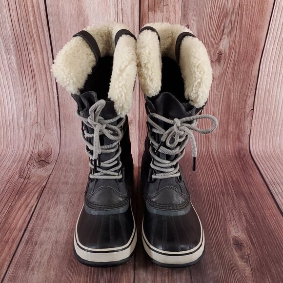 Sorel Womens Size 7 Joan of Arctic Boot Gray Black Shearling Waterproof - Picture 4 of 14